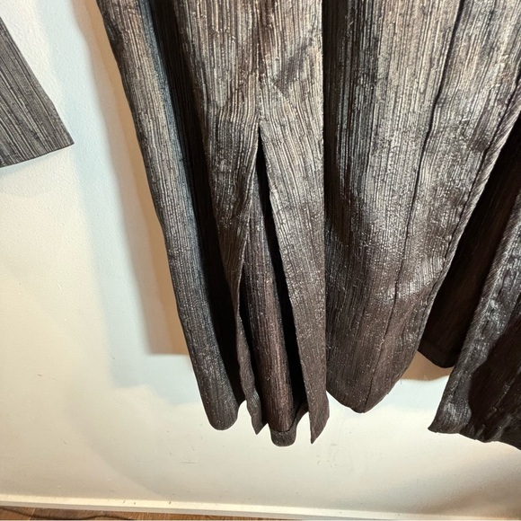 EILEEN FISHER Sz 2X Tunic Top Buttoned Pockets Silk Wool Blend Metallic Sheen - Picture 5 of 13